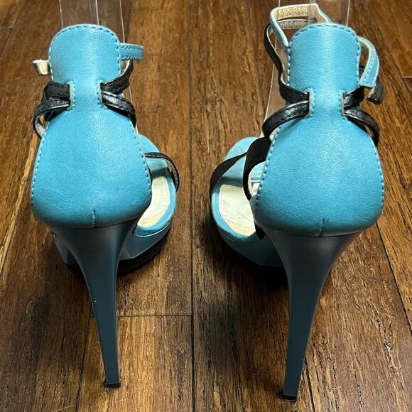 Herve Leger Blue Black High Heel Shoes Women’s Size 39 US 8.5 - Picture 4 of 9